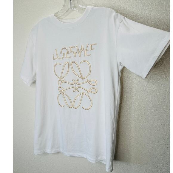 Loewe White Short Sleeve Cream Embroidered Logo Graphic Tee S - Picture 3 of 13